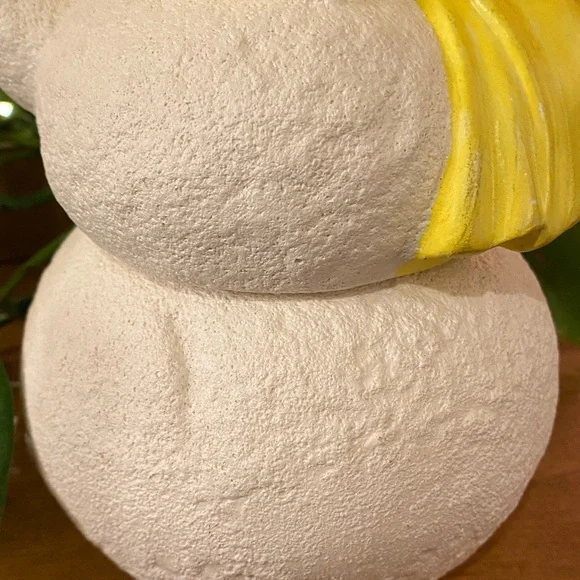 Vtg Hand Painted Ceramic Frosty Snowman Mold Candy Dish Signed Top Hat Scarf